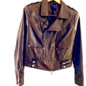 Bisou Bisou Brown Shimmer Moto Jacket